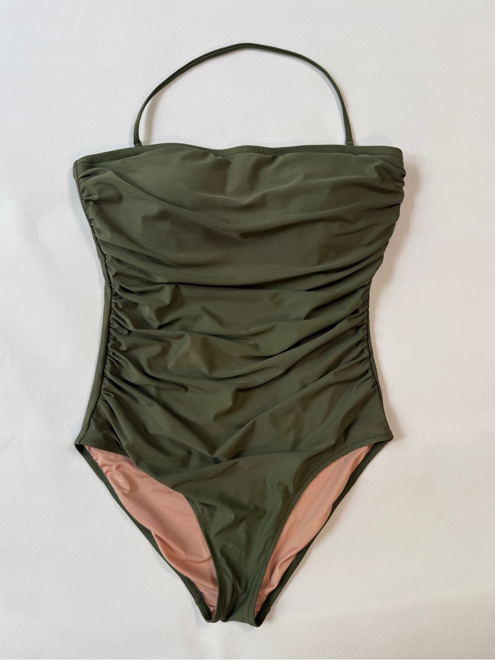 J. Crew Gemma Bandeau Ruched One-Piece Swimsuit - Olive Green